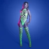Fantasy Lingerie Glow Adrenaline Halter Teddy & Stockings in Rhinestone Fishnet