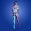 Fantasy Lingerie Glow Lights Get Low Floral Knit Asymmetrical Bodystocking & Panty