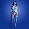 Fantasy Lingerie Glow Lights Get Low Floral Knit Asymmetrical Bodystocking & Panty