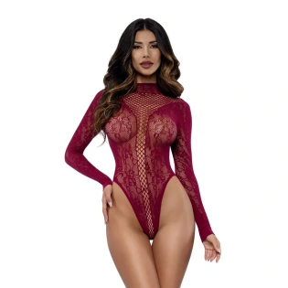 Dreamgirl Honey Long Sleeve Teddy Burgundy