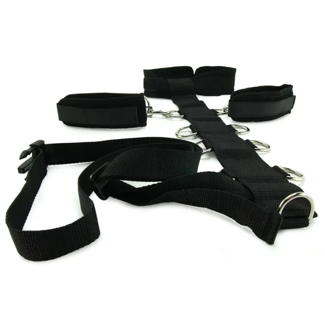 Lux Fetish 3pc Adjustable Neck & Wrist Restraint Set Black