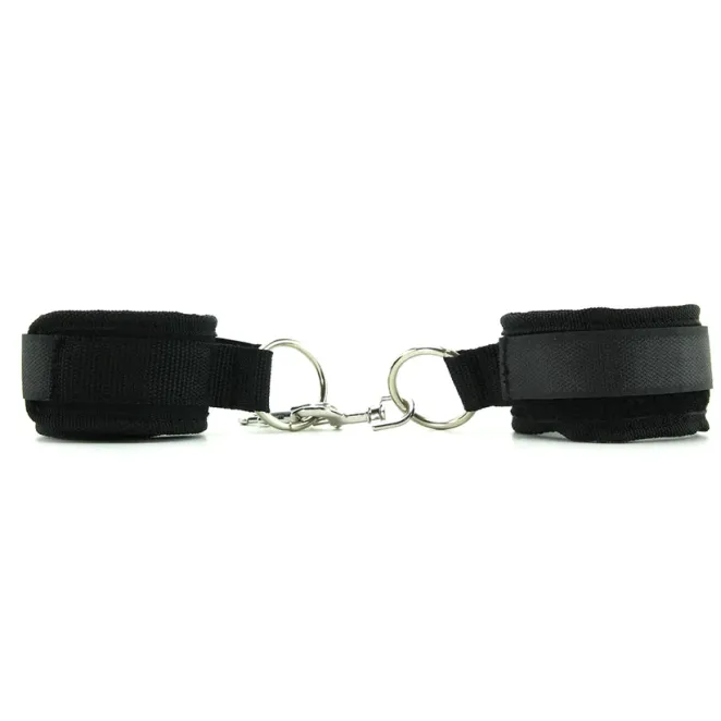 Lux Fetish 3pc Adjustable Neck & Wrist Restraint Set Black