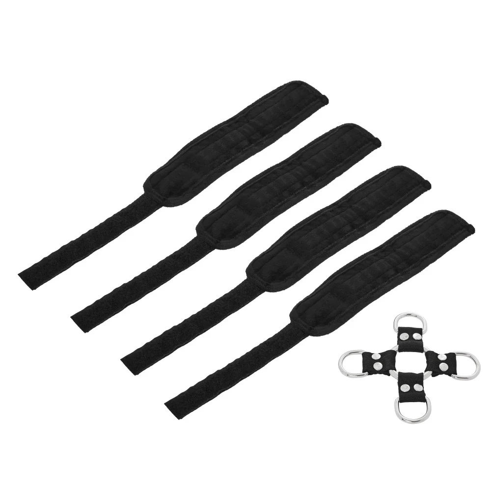 Adjustable Hog Tie & Cuff Set 5-Pc Black