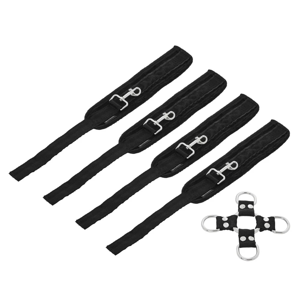 Adjustable Hog Tie & Cuff Set 5-Pc Black