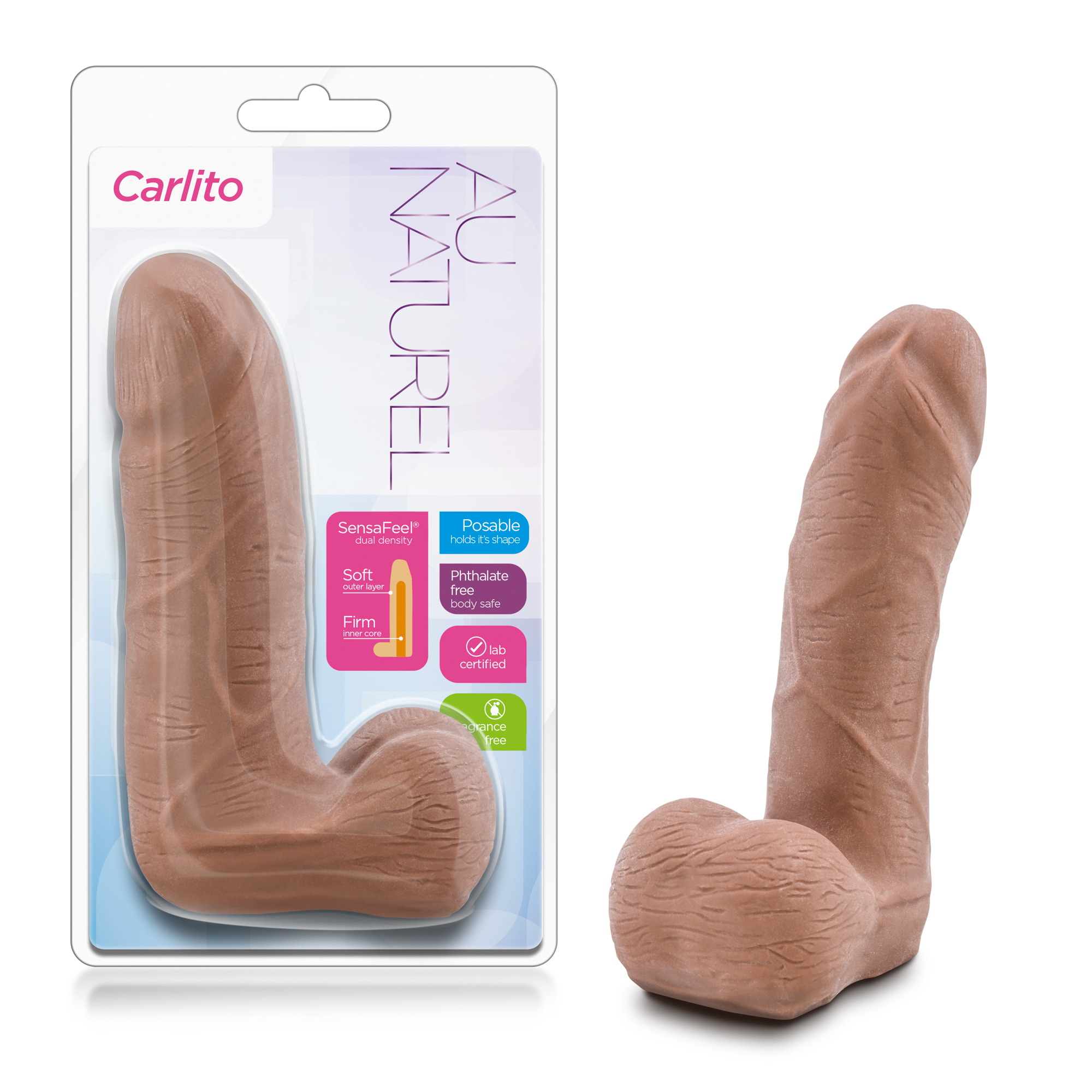5 in. Posable Dual Density Dildo with Balls Tan