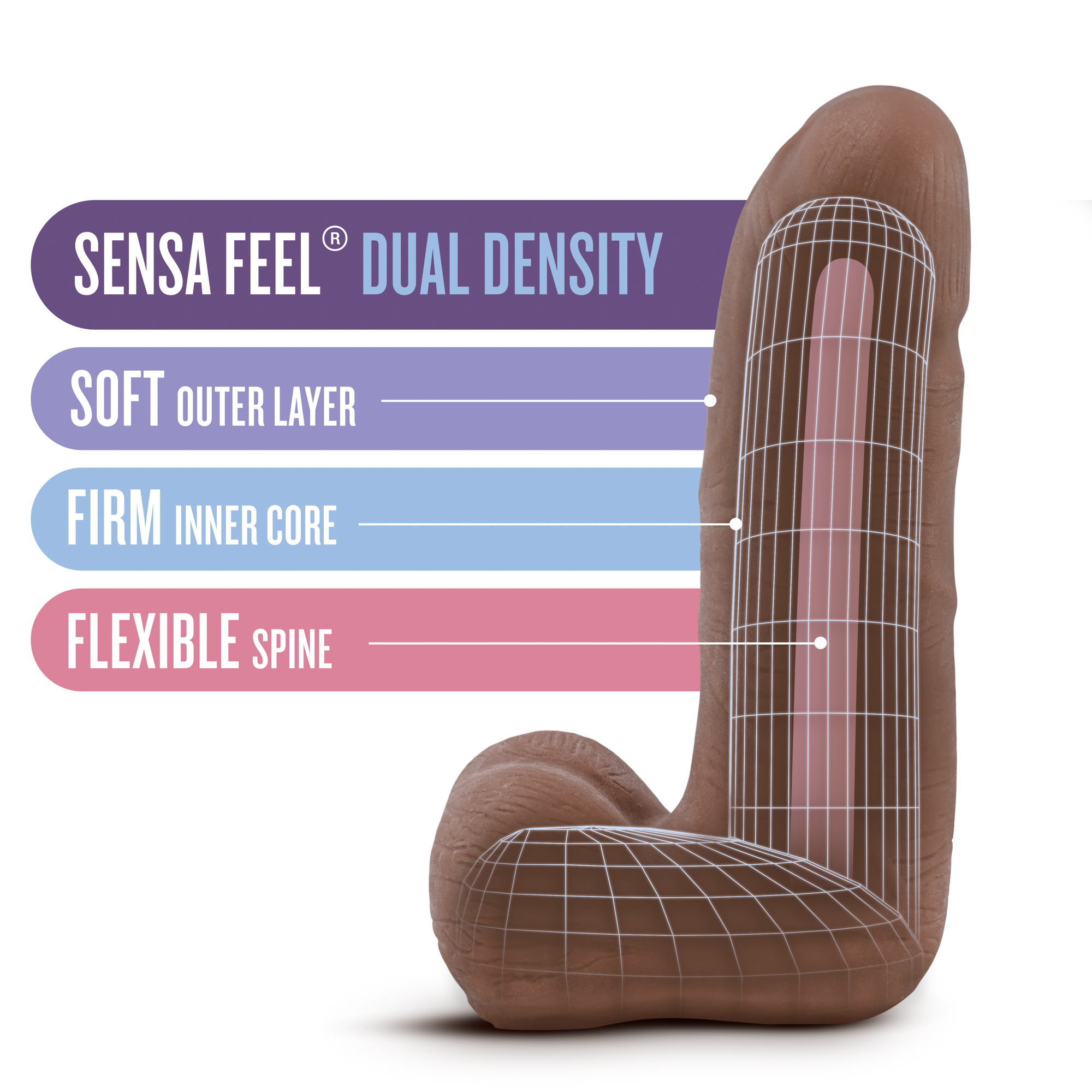 5 in. Posable Dual Density Dildo with Balls Tan