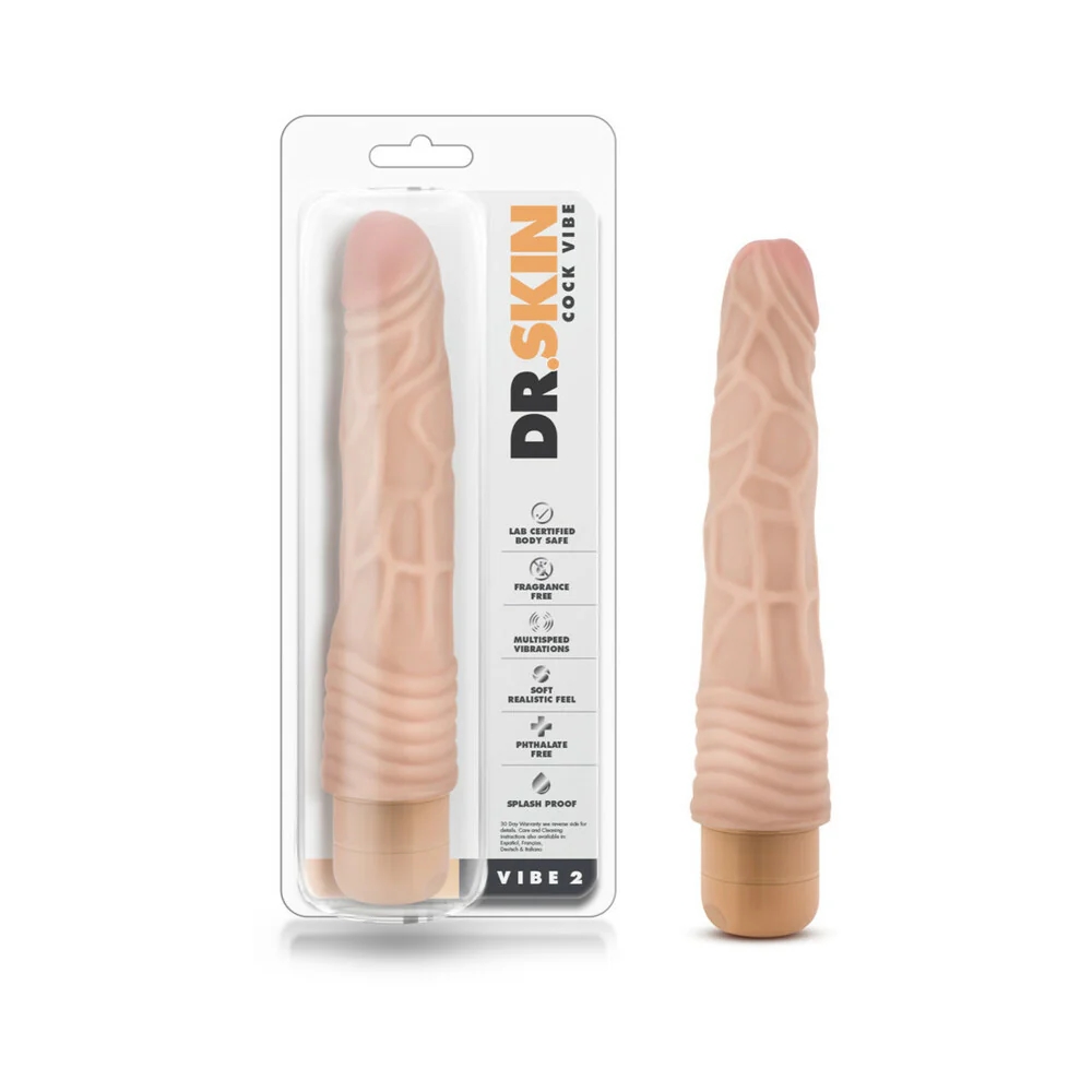 9 in. Realistic Vibrating Dildo Beige