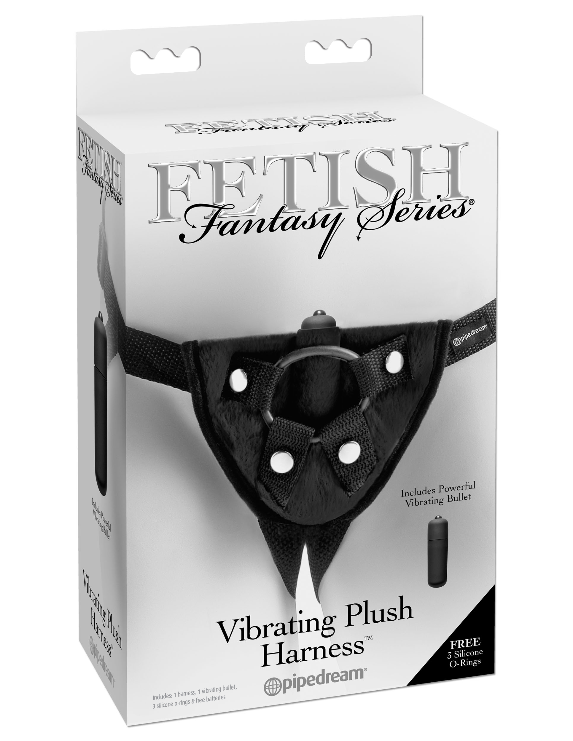 Adjustable Vibrating Plush Harness Black