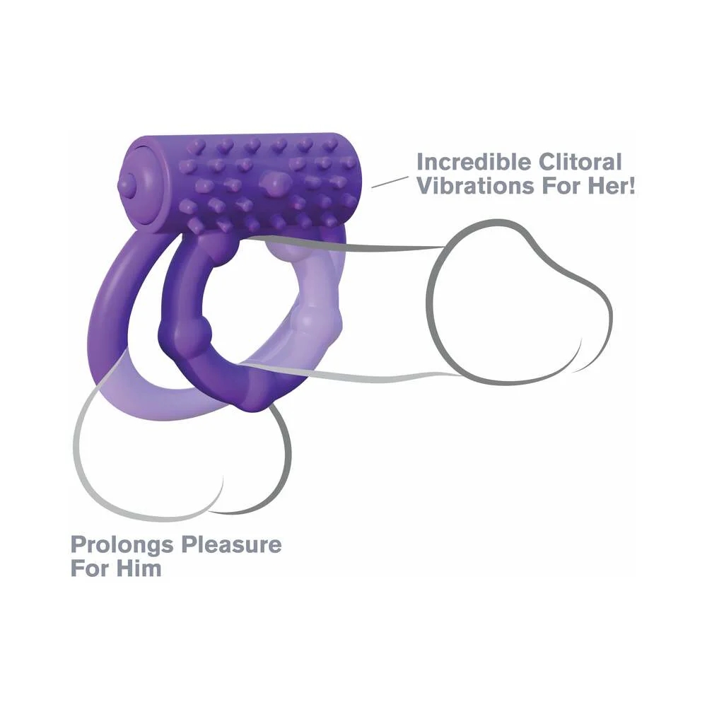 Vibrating Dual-Action Couples Cock Ring Purple