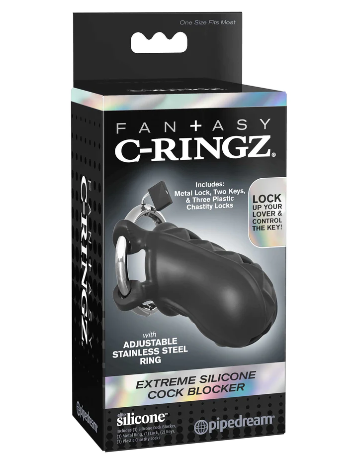 Fantasy C-Ringz Extreme Locking Chastity Cage Black