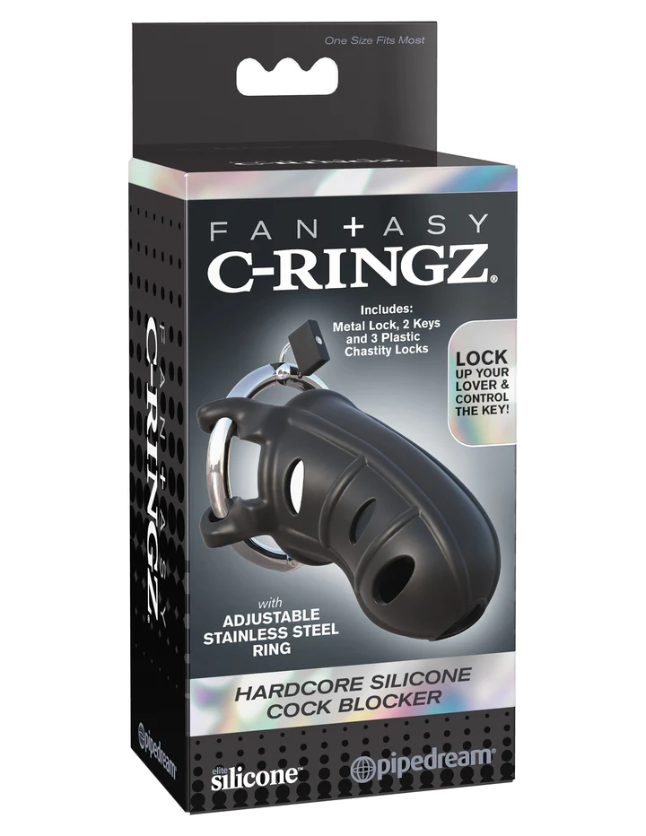 Hardcore Cock Blocker Locking Chastity Cage Black