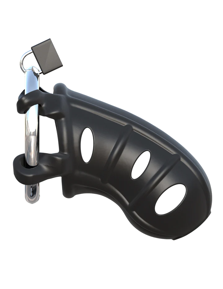 Hardcore Cock Blocker Locking Chastity Cage Black