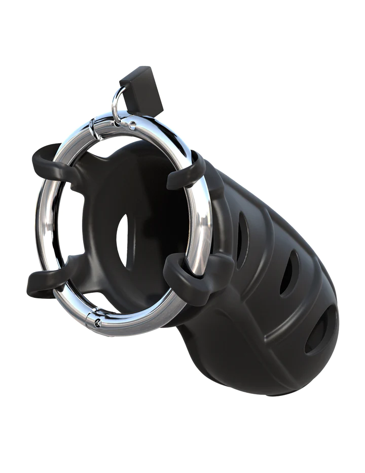 Hardcore Cock Blocker Locking Chastity Cage Black