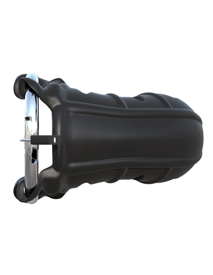 Hardcore Cock Blocker Locking Chastity Cage Black