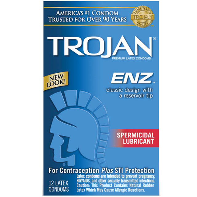 Trojan-Enz Premium Latex Condoms with Spermicidal Lubricant 12-Pack