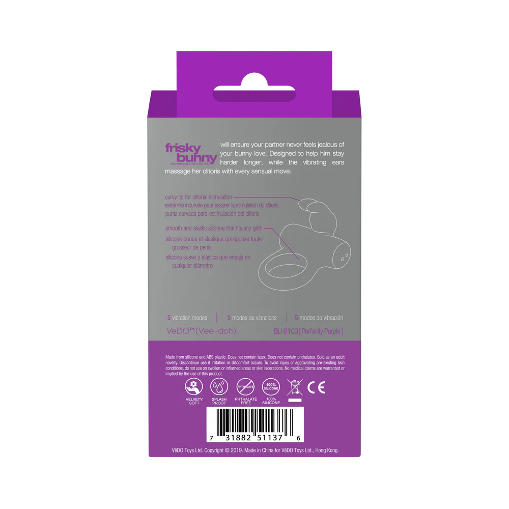 VeDO Frisky Bunny Vibrating Couples Rabbit Cock Ring Purple