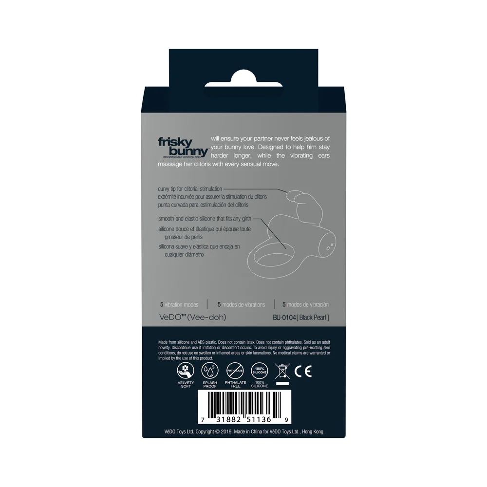 VeDO Frisky Bunny Vibrating Couples Rabbit Cock Ring Black