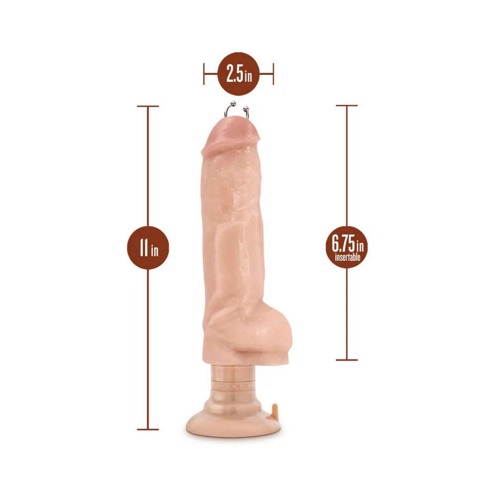 11 in. "Bad Boy Next Door" Pierced Realistic Vibrating Dildo with Balls