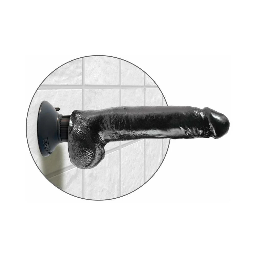 9 Inch King Cock Vibrating Poseable Realistic Dildo with Balls Black