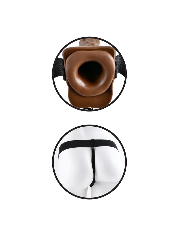 Hollow Strap-On 7 in. with Balls Brown
