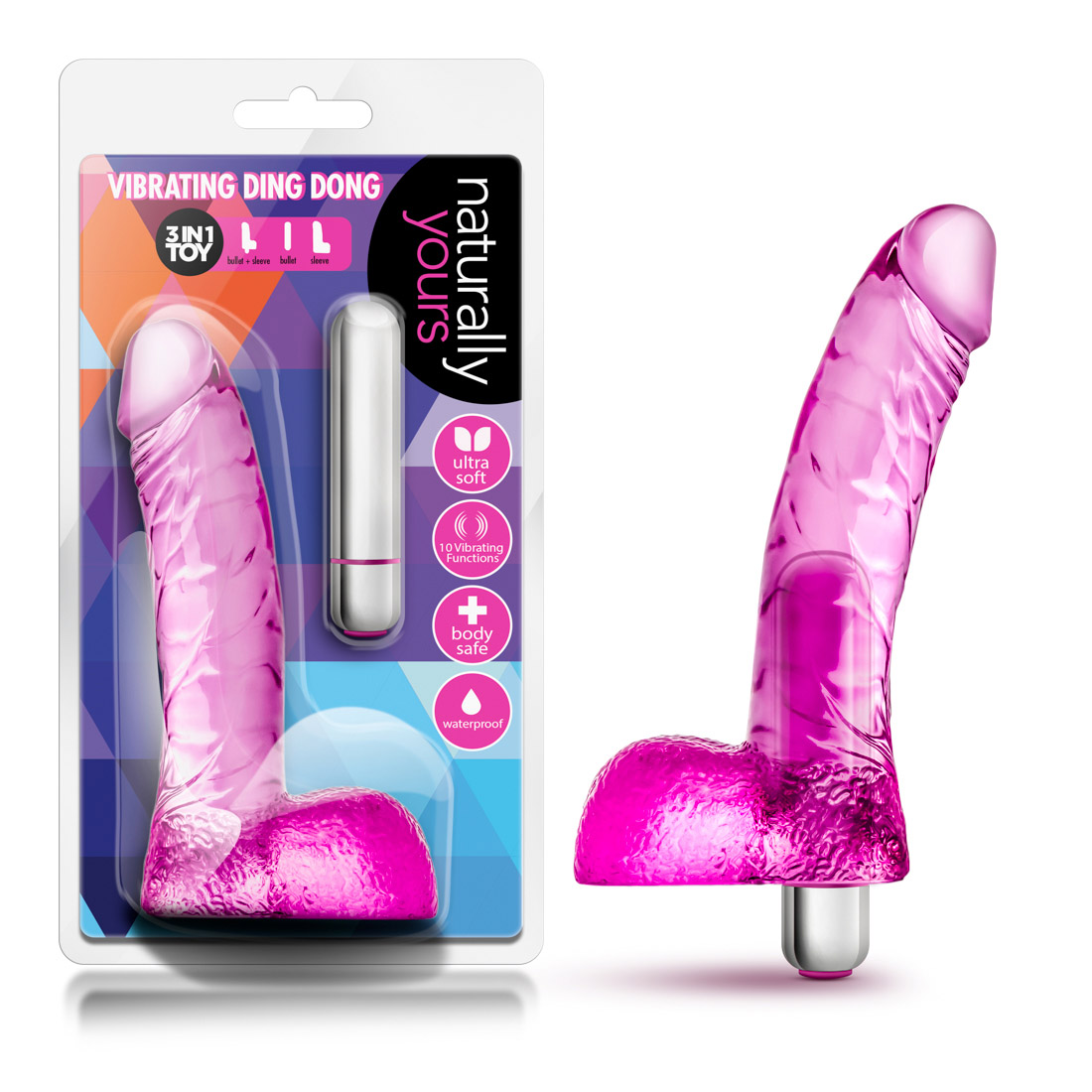 6.5 in. Realistic Vibrating Dildo with Balls Pink