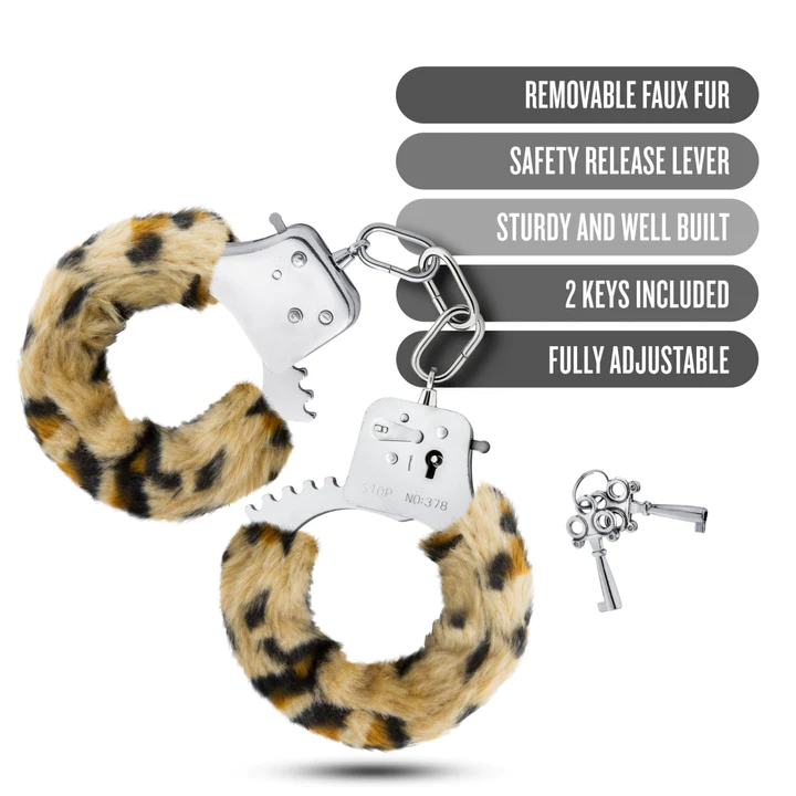 Temptasia Adjustable Faux Fur Handcuffs Leopard