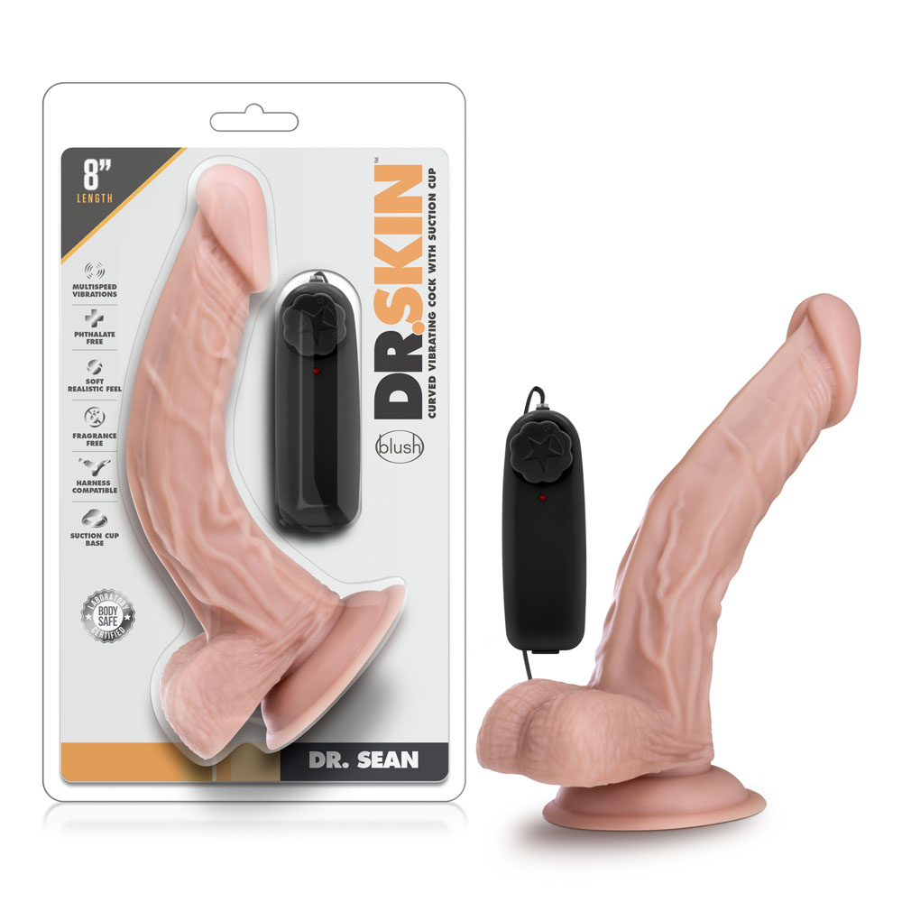 8 in. Realistic Vibrating Dildo with Balls Beige