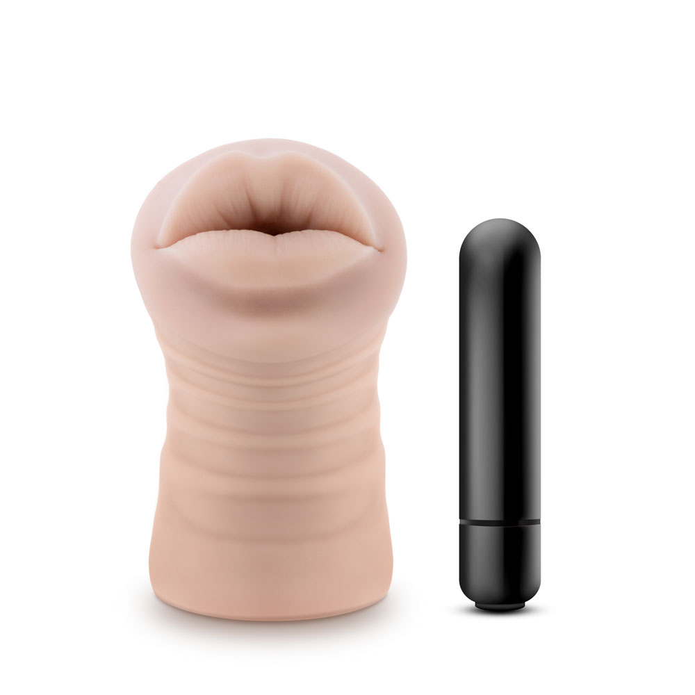 Angie Oral Stroker with Bullet Vibrator Beige