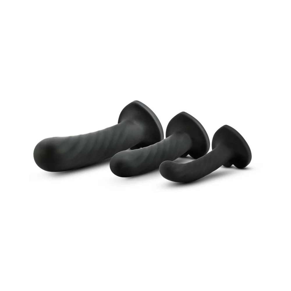temptasia twist 3 piece silicone dildo set black suction cup