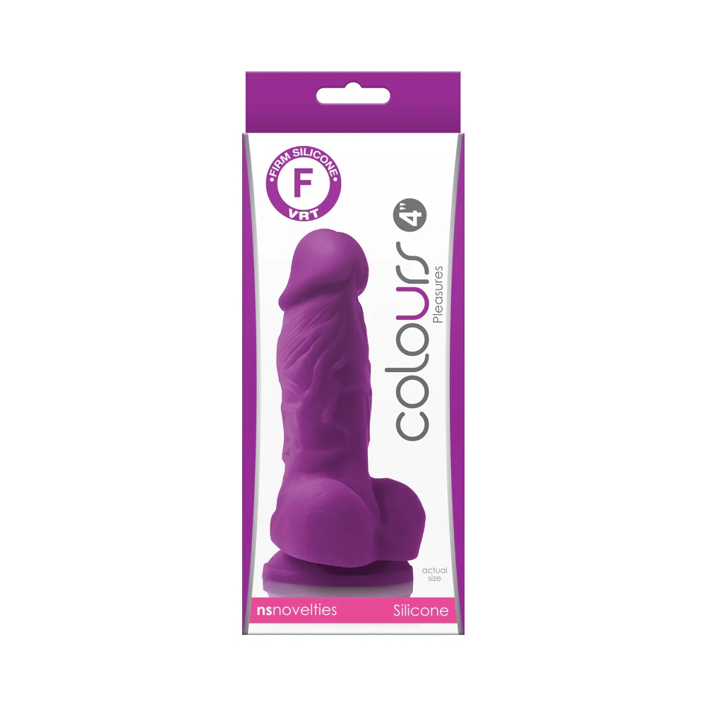 4 Inch Realistic Silicone Dildo with Balls Purple