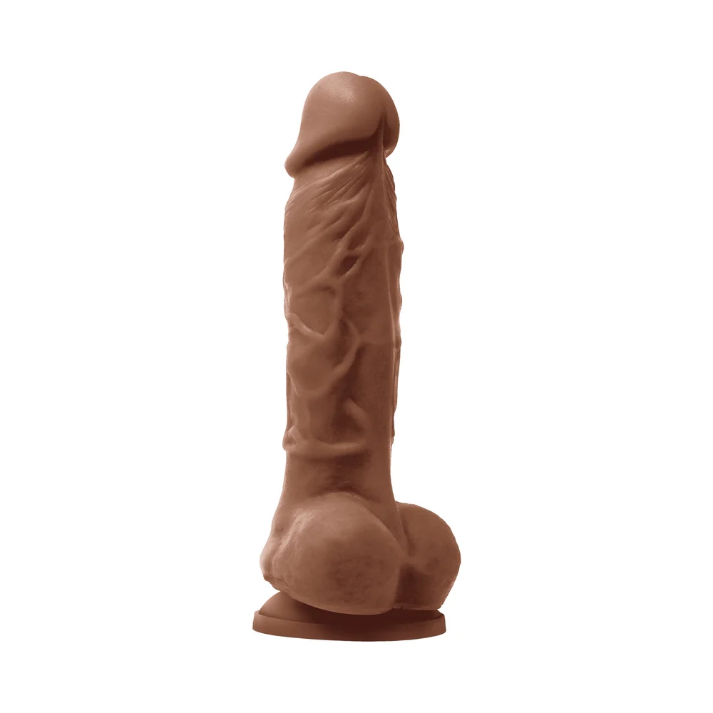 5 Inch Realistic Silicone Dildo with Balls Brown