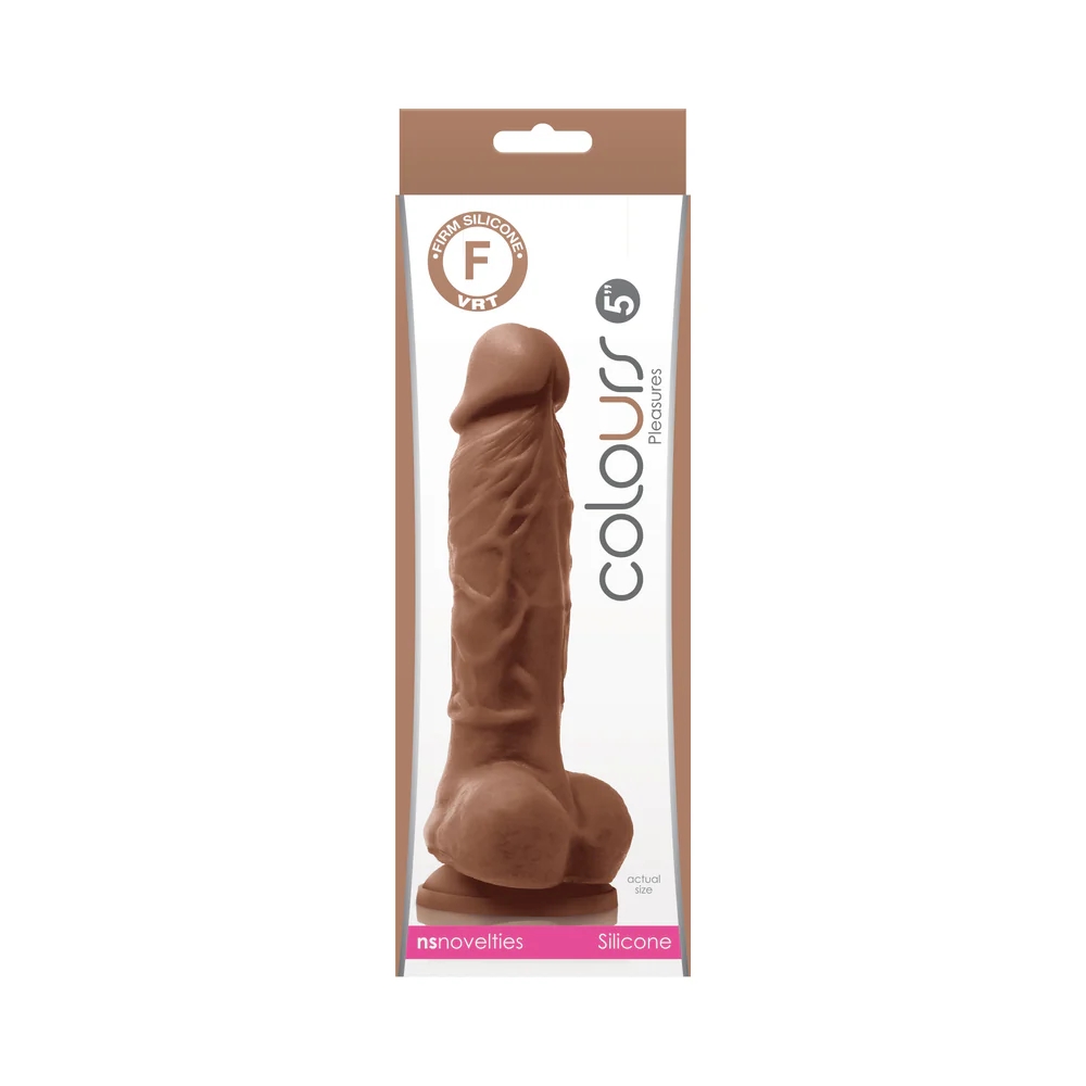 5 Inch Realistic Silicone Dildo with Balls Brown