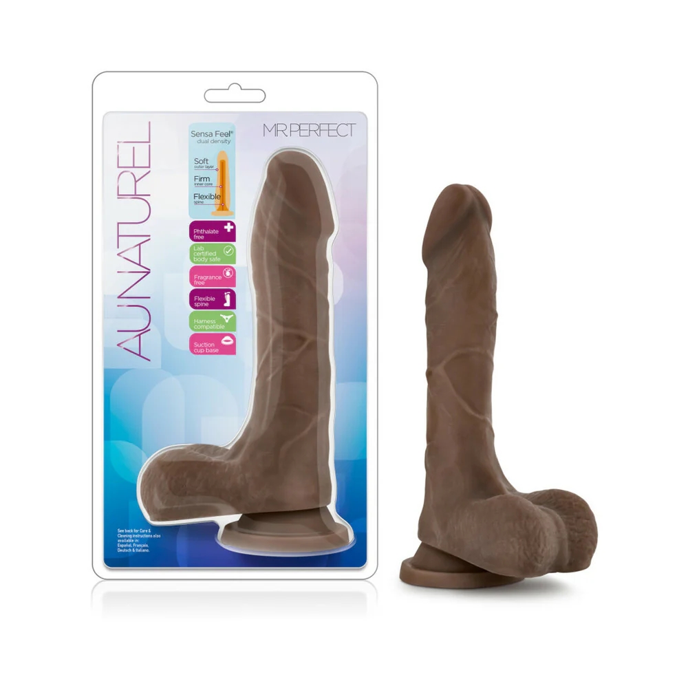 8.5 in. Realistic Posable Dual Density Dildo with Balls Brown