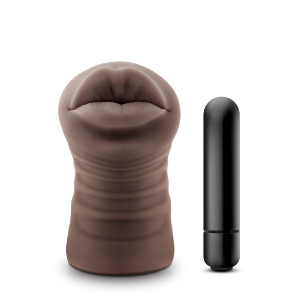 Hot Chocolate Renee Oral Stroker with Bullet Vibrator Brown