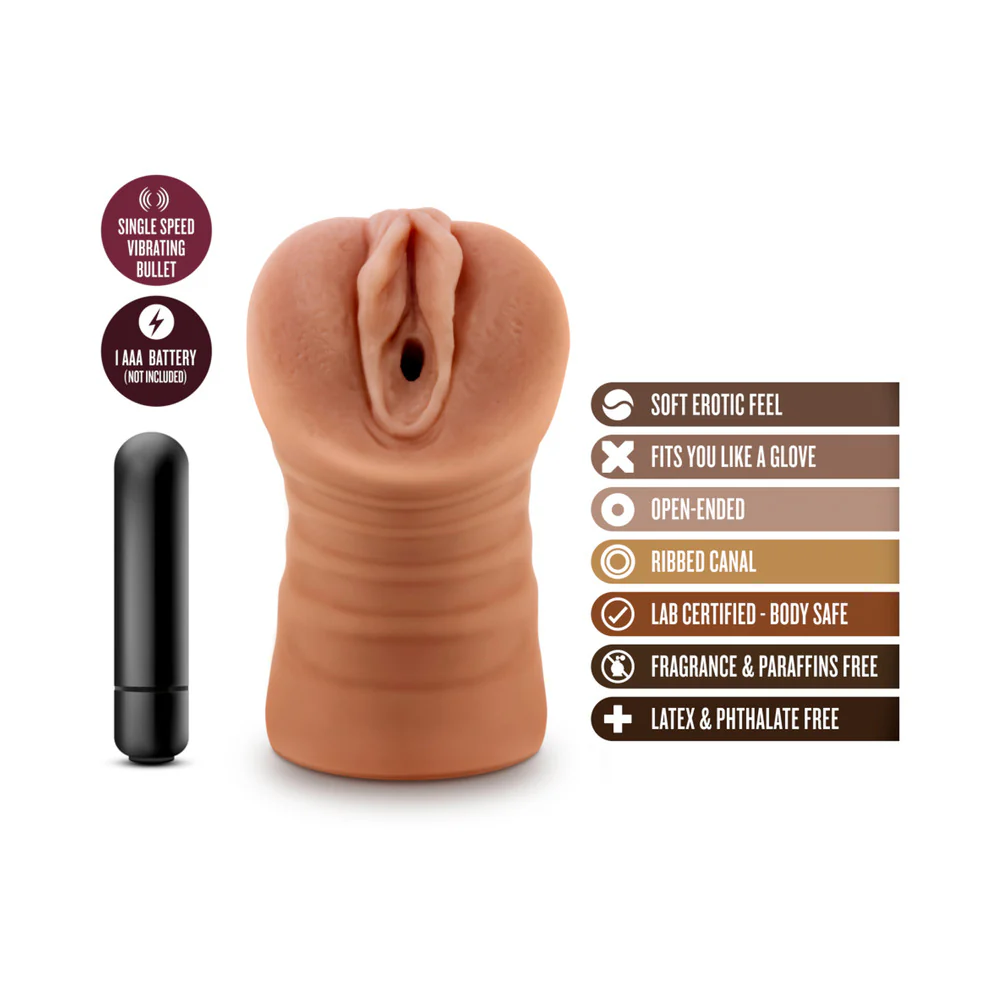 M for Men Julieta Vibrating Vagina Stroker Tan