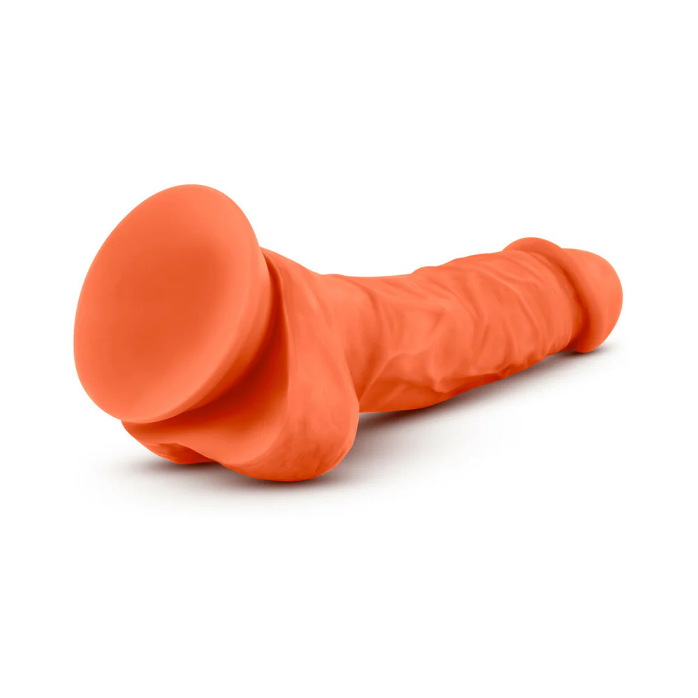 7.5 in. Neo Elite Dual Density Dildo with Balls Orange