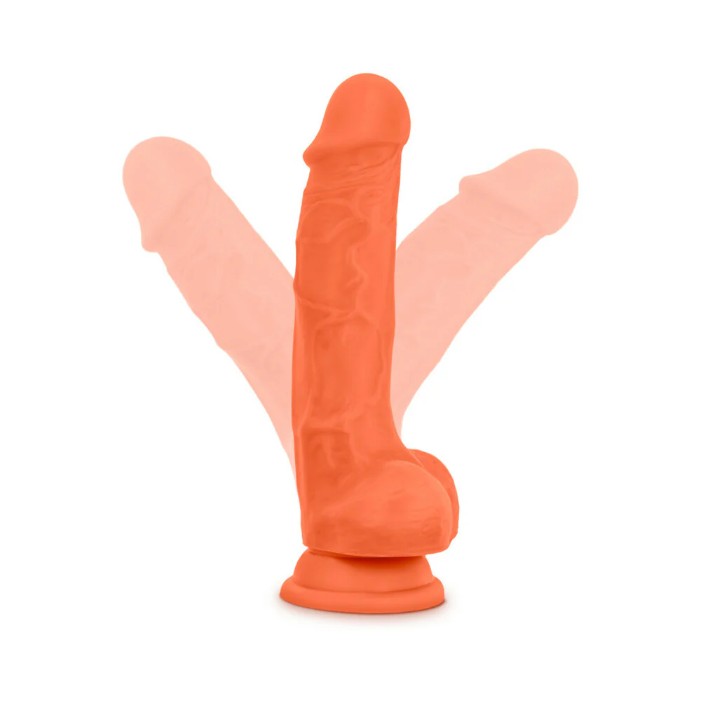 7.5 in. Neo Elite Dual Density Dildo with Balls Orange