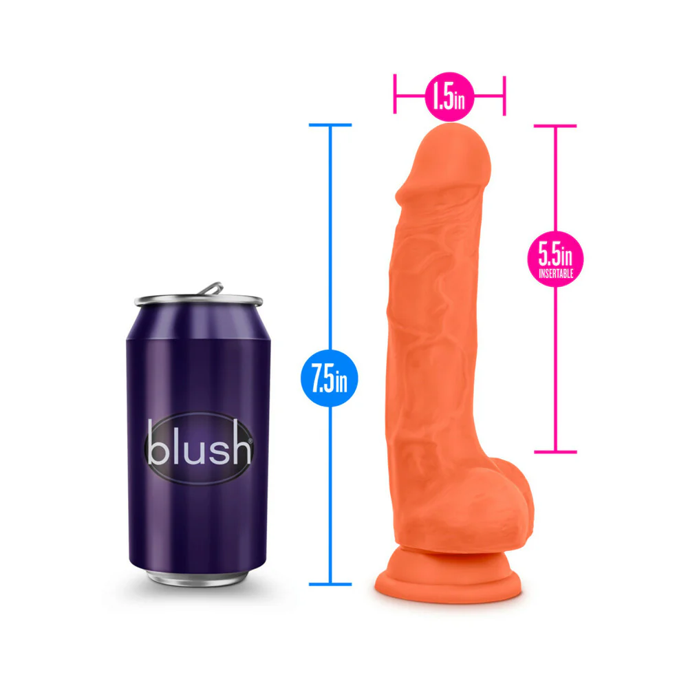 7.5 in. Neo Elite Dual Density Dildo with Balls Orange