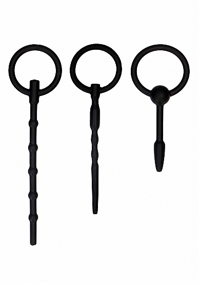 Ouch! Urethral Sounding 3-Piece Silicone Plug Set Black