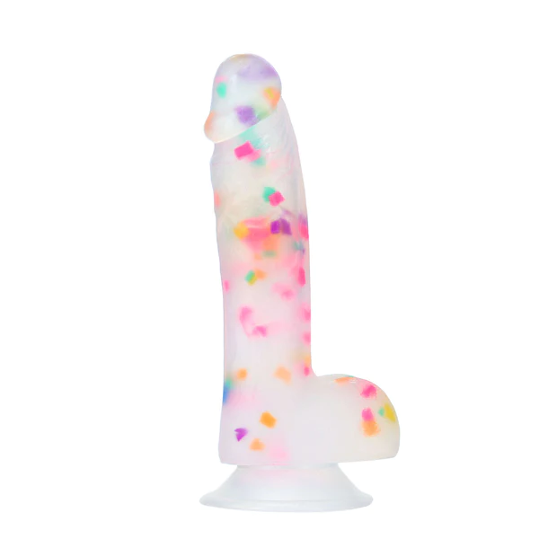 7.5 in. Realistic Vibrating Dildo with Balls Frost Confetti