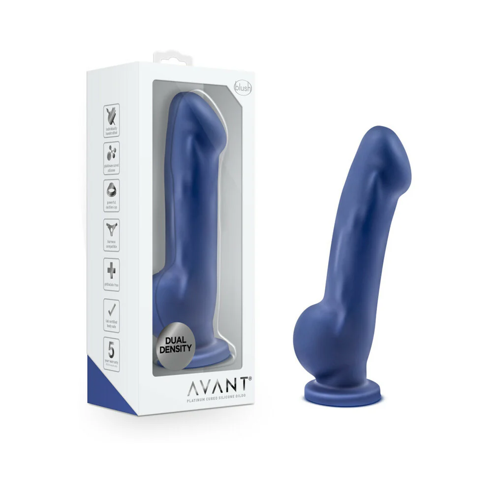7.5 in. Dual Density Silicone Dildo Indigo
