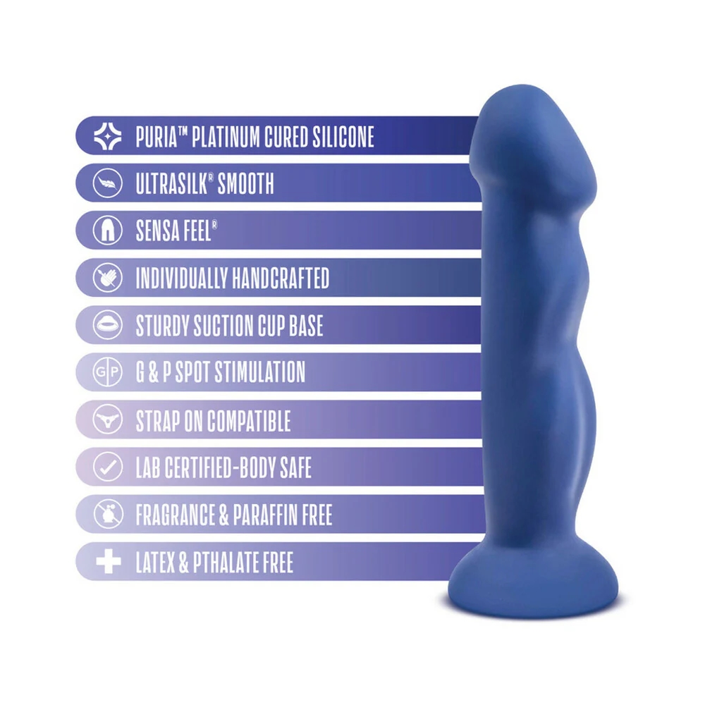 8 in. Dual Density Silicone Dildo Indigo