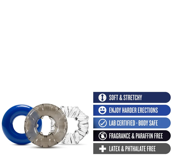 Triple Stretch Cock Rings 3-Pack