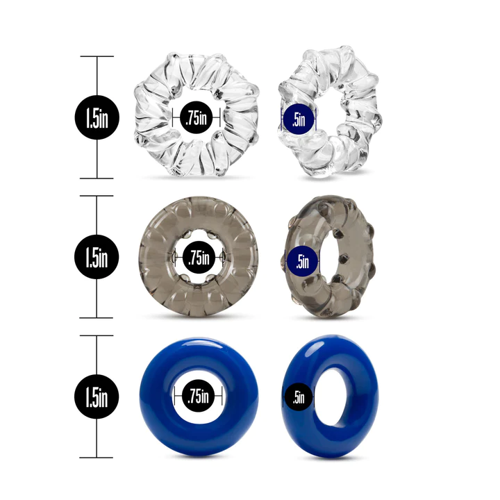 Triple Stretch Cock Rings 3-Pack