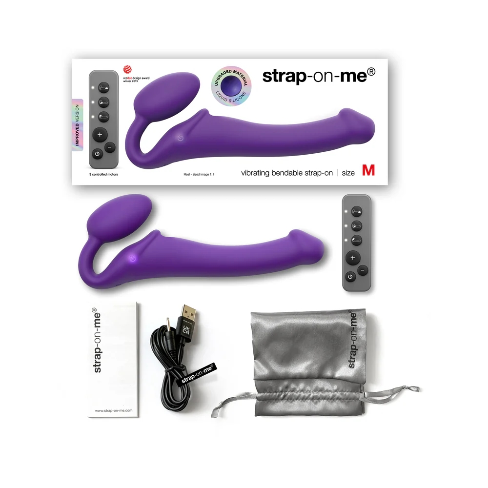 Strap-On-Me Vibrating Strapless Strap-On with Remote Purple Medium