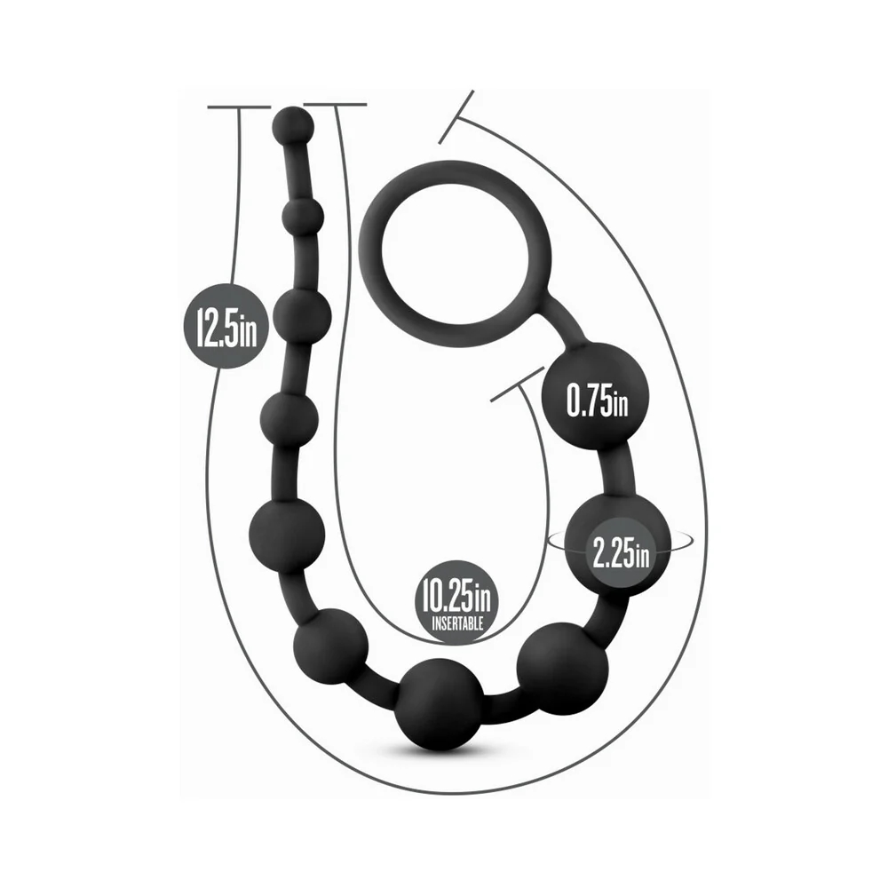 Silicone 10 Anal Beads Black