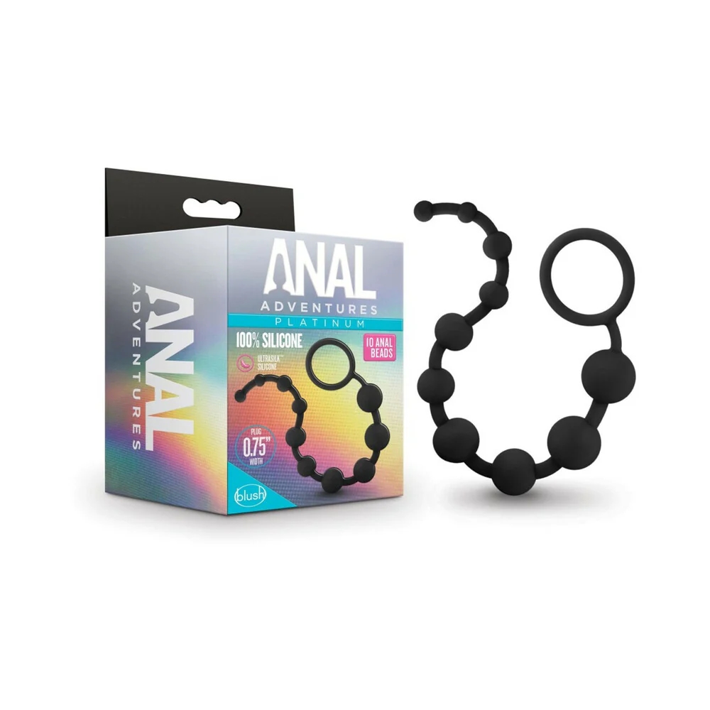 Silicone 10 Anal Beads Black