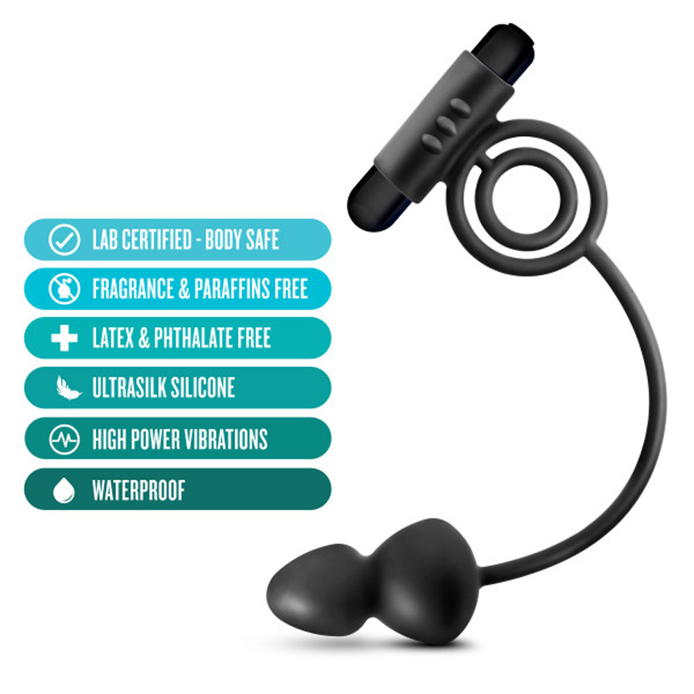 Anal Silicone Butt Plug with Vibrating Cock Ring