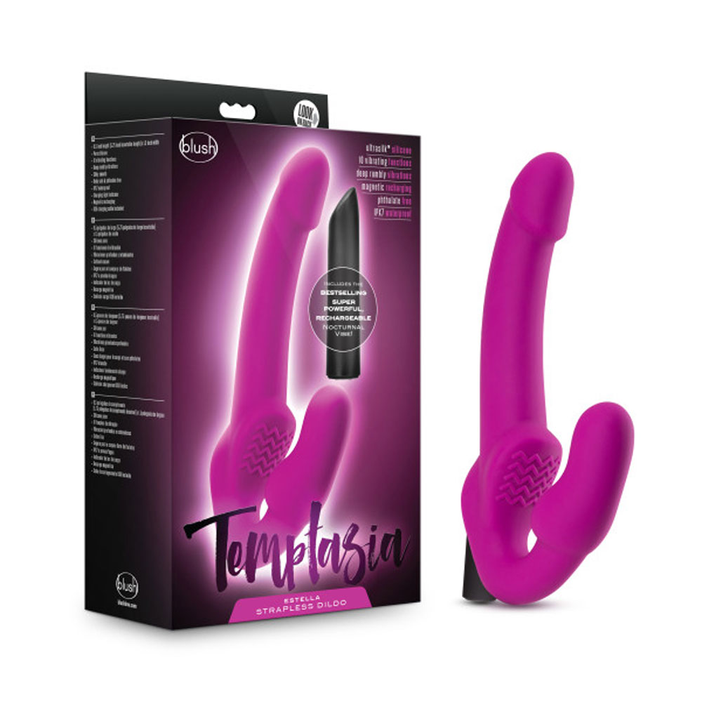 9.5 in. "Estella" Silicone Vibrating Strapless Dildo