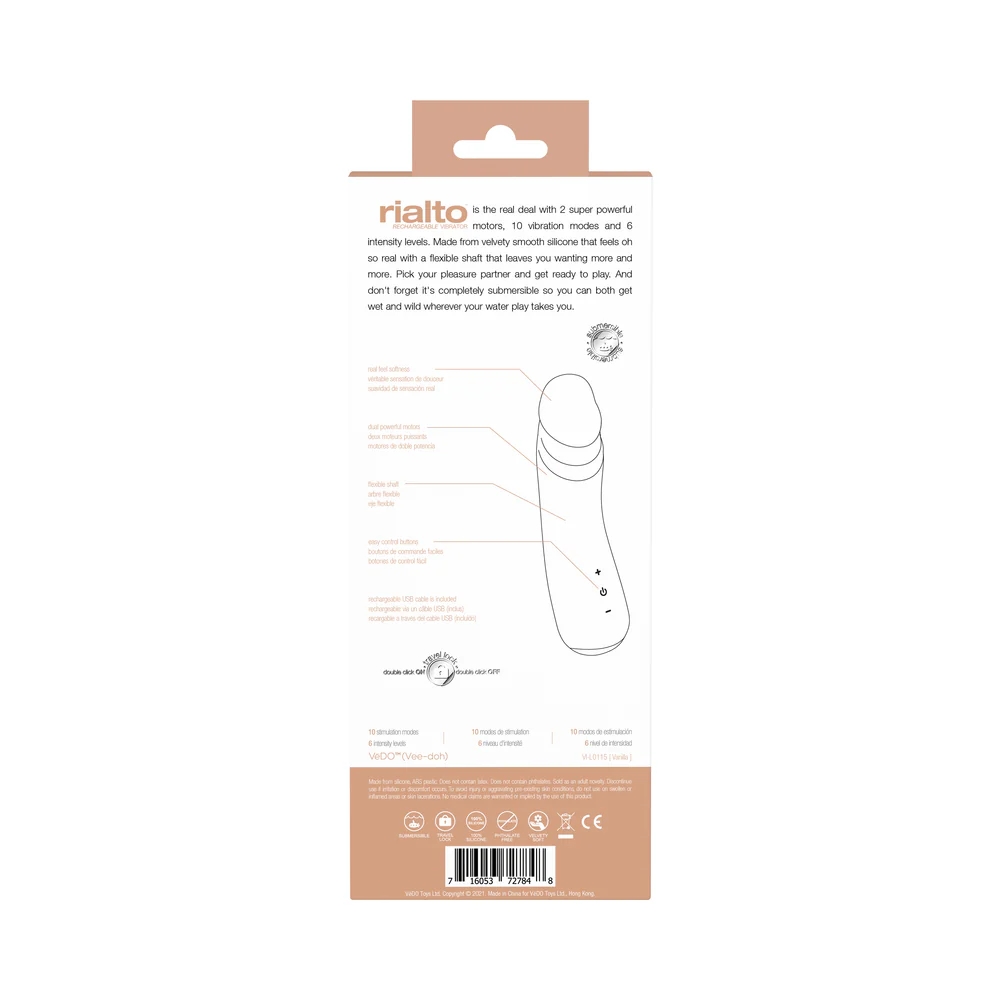 7.5 Inch VeDO Rialto Realistic Vibrator Vanilla